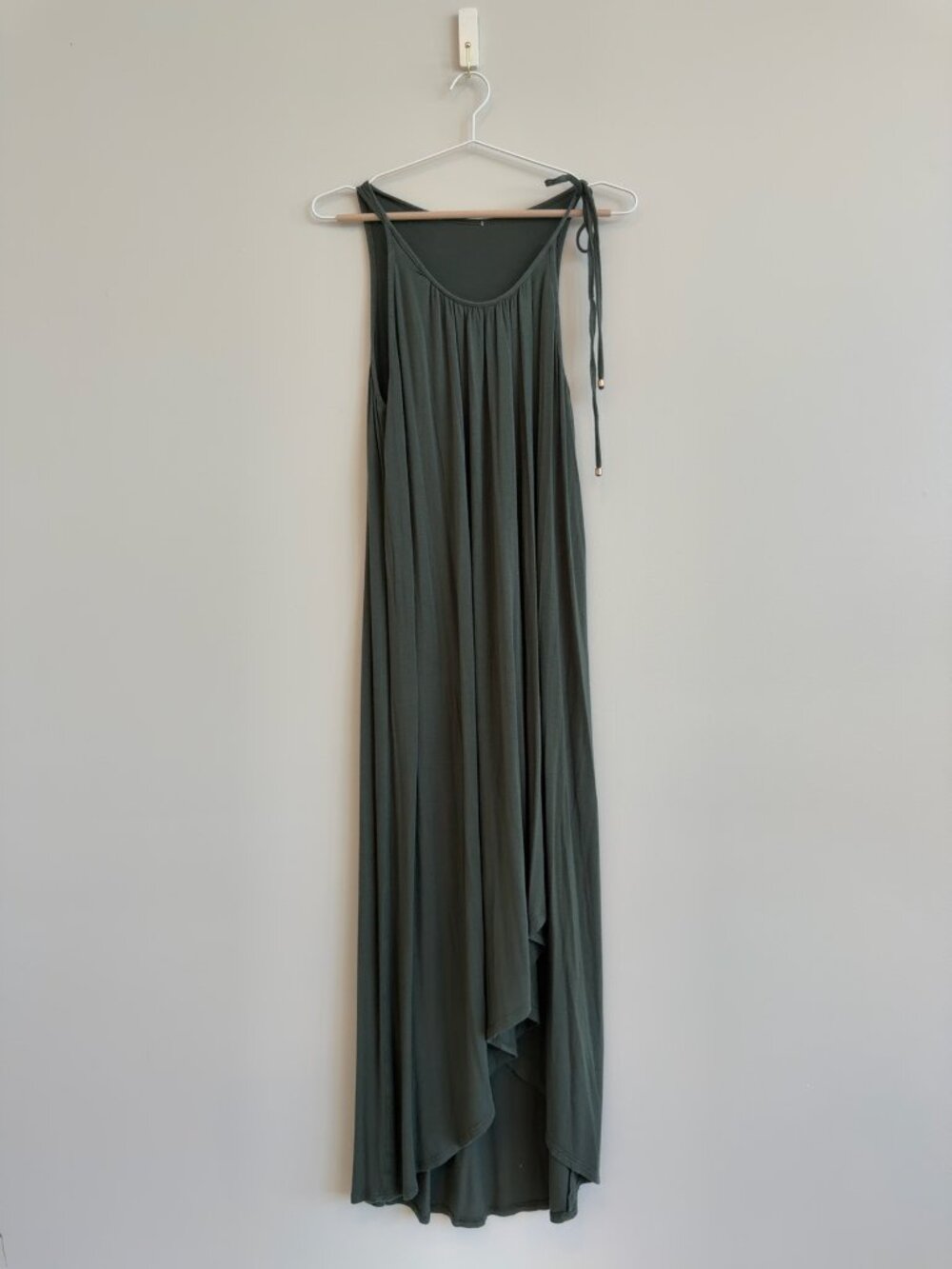 Hero Boutique Olive Green High Low Dress Adjustable Tie Shoulder